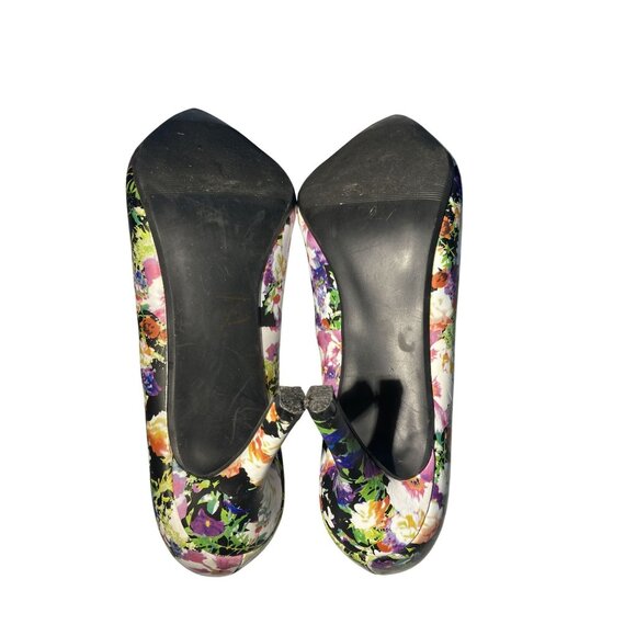 1.4.3 Girl Owamnda Women's size 7M Floral Print pointed toe classic pumps shoes - Picture 6 of 7